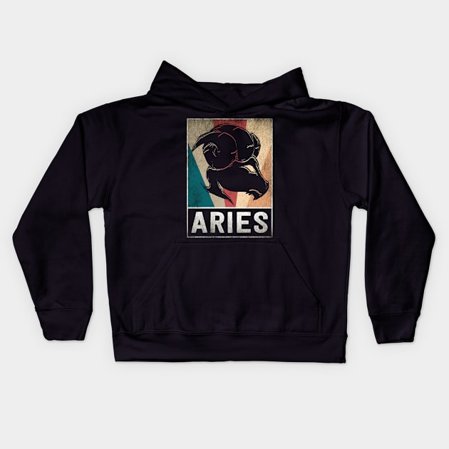 Vintage Aries 12 Zodiac Aries Birthday Kids Hoodie by paola.illustrations